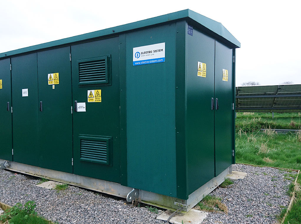 The picture shows the substation 5 of the Whitelake solar farm.